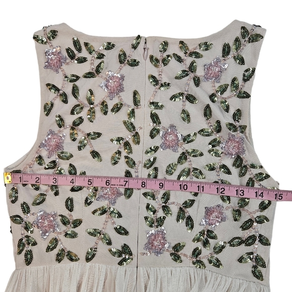 Adrianna Papell Floral Sequin Maxi Gown Sz 6 PETITE Formal Fairy Whimsical Dress - Picture 15 of 16